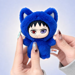 Obito cat plush with Sharingan and Rinnegan — detail view
